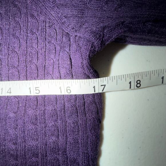 Brooks Brothers Cashmere Women Small Dark Purple Cable Knit Short Sleeve Sweater - Picture 5 of 6